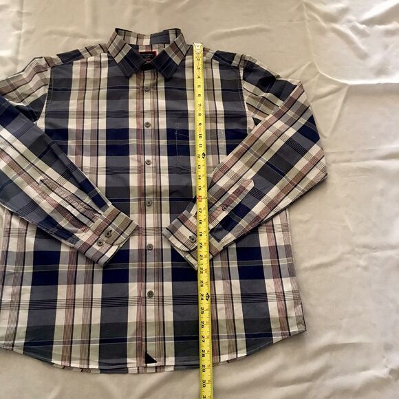Untuckit Blue Plaid Slim Fit Long Sleeve Collared Cotton Button Down Shirt L - Picture 5 of 6